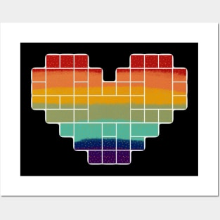 Rainbow polka-dot heart pixel shape.  Editable Posters and Art